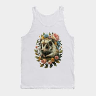 Hedgehog gift ideas, hedgehog kids tee, floral hedgehog toddler gift ideas, hedgehog tees hoodies sweaters Tank Top